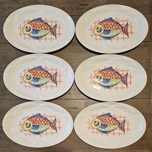 Stovit Made In Italy Colorful Fish Design Oval Platters Set